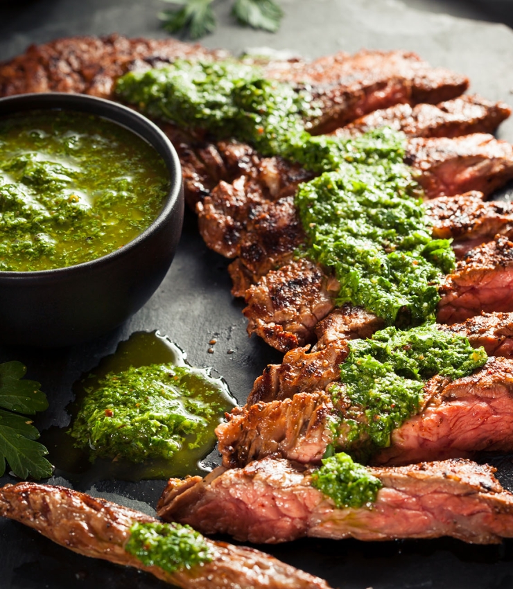 steak with chimichurri sauce